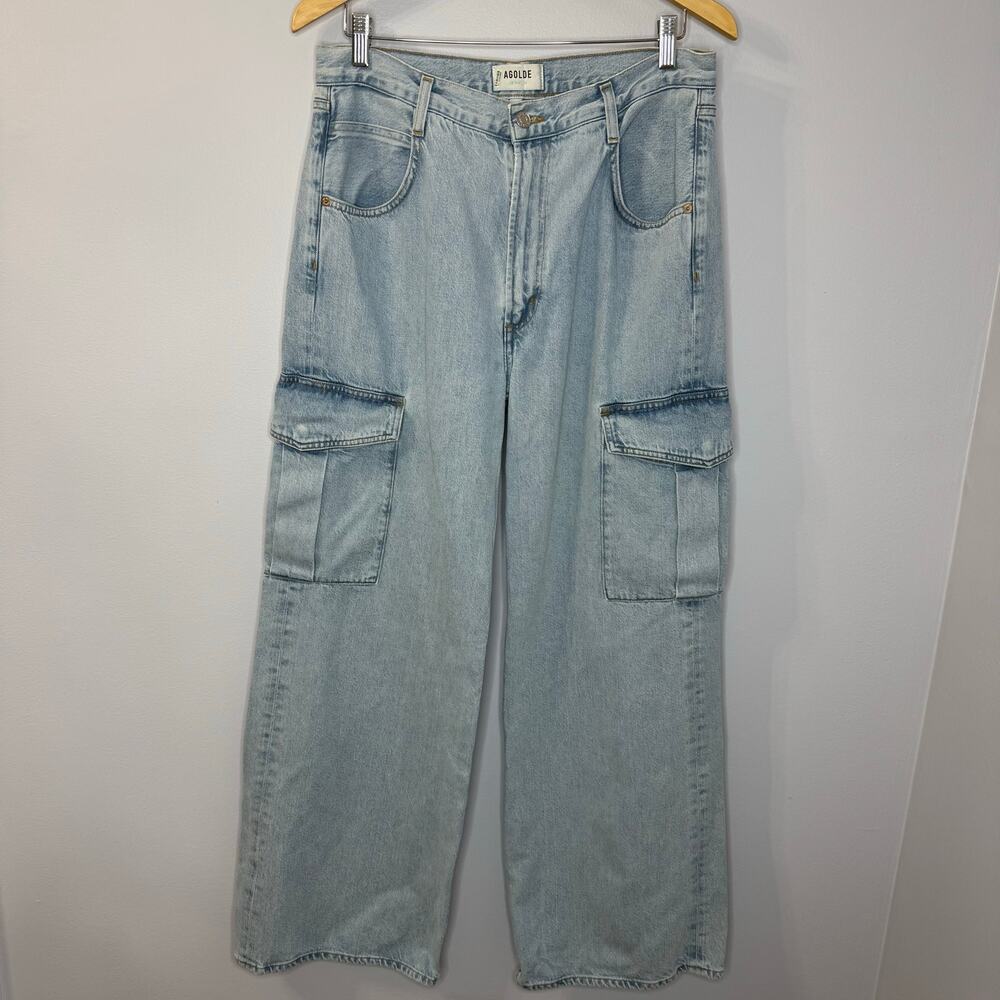 AGOLDE Wide-leg Stonewashed High Rise Jeans Cargo Relaxed Women's 30 - Picture 2 of 14